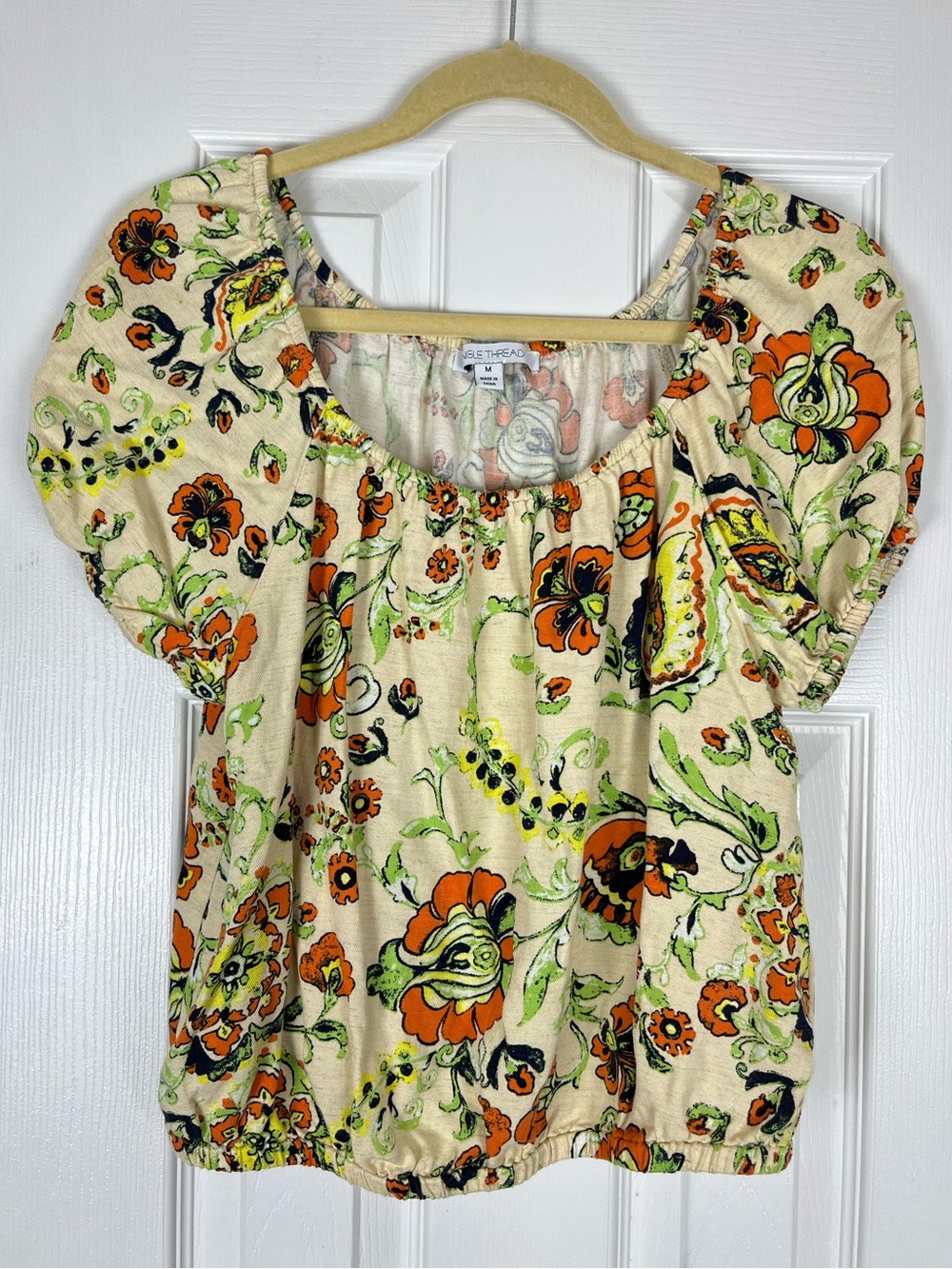 Single Thread Paisley Floral Boho Off The Shoulder Peasant Top Breathable
